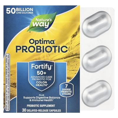 Optima® Пробиотик, Fortify® 50+, 50 миллиардов, 30 капсул с замедленным высвобождением
