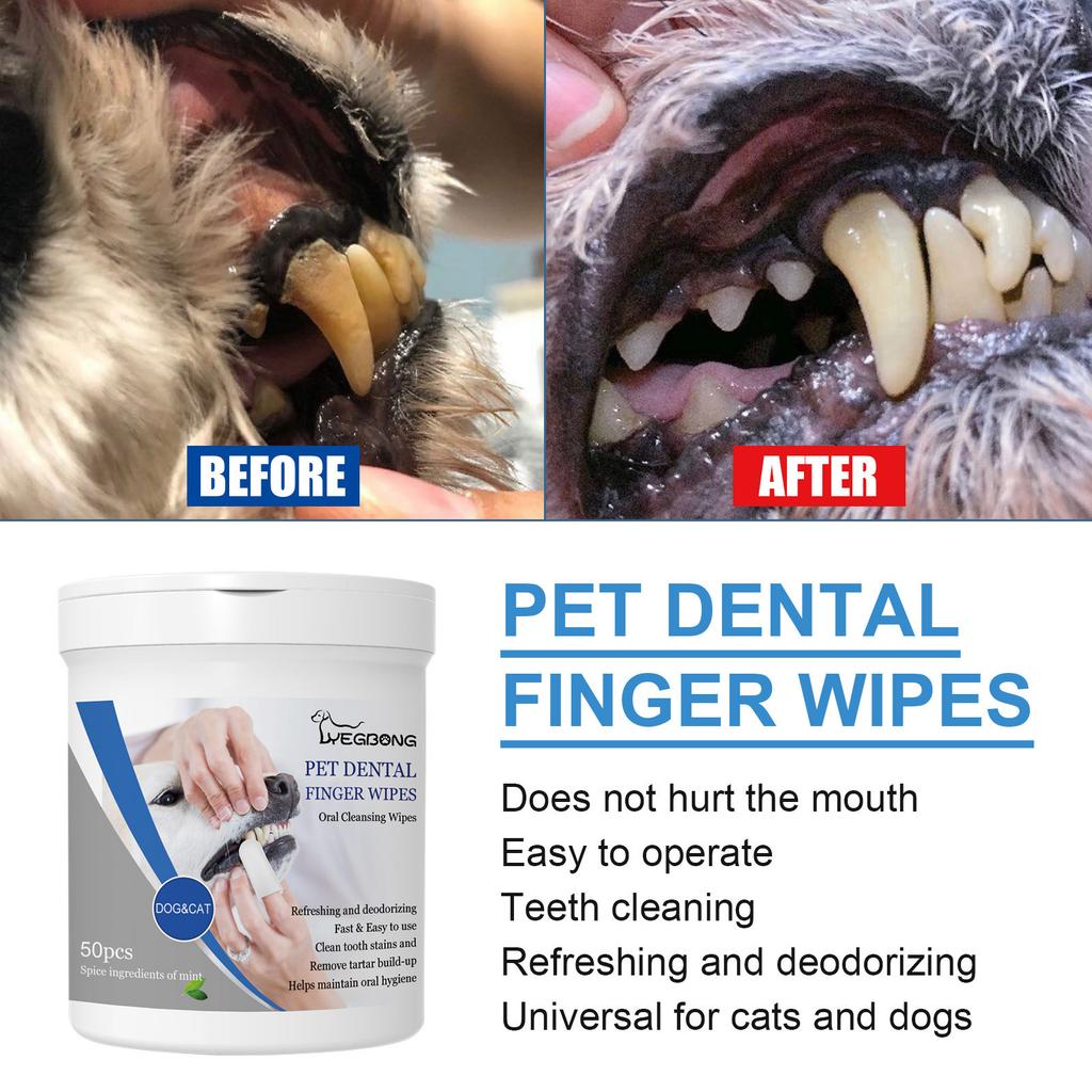 Pet Dental Finger Wipes for Dogs, Fresh Breath & Plaque Remover, Oral Care Finger Cots, Disposable No-Rinse Cleaning