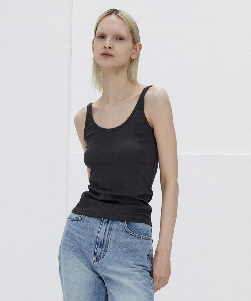 MAROYH Cotton Ribbed Sleeveless (Charcoal)