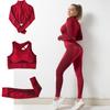 New Woemn Seamless Yoga Set Sportswear Autumn and Winter Long Sleeve Crop Top Stand-up Collar High Waist Leggings Sports Suits