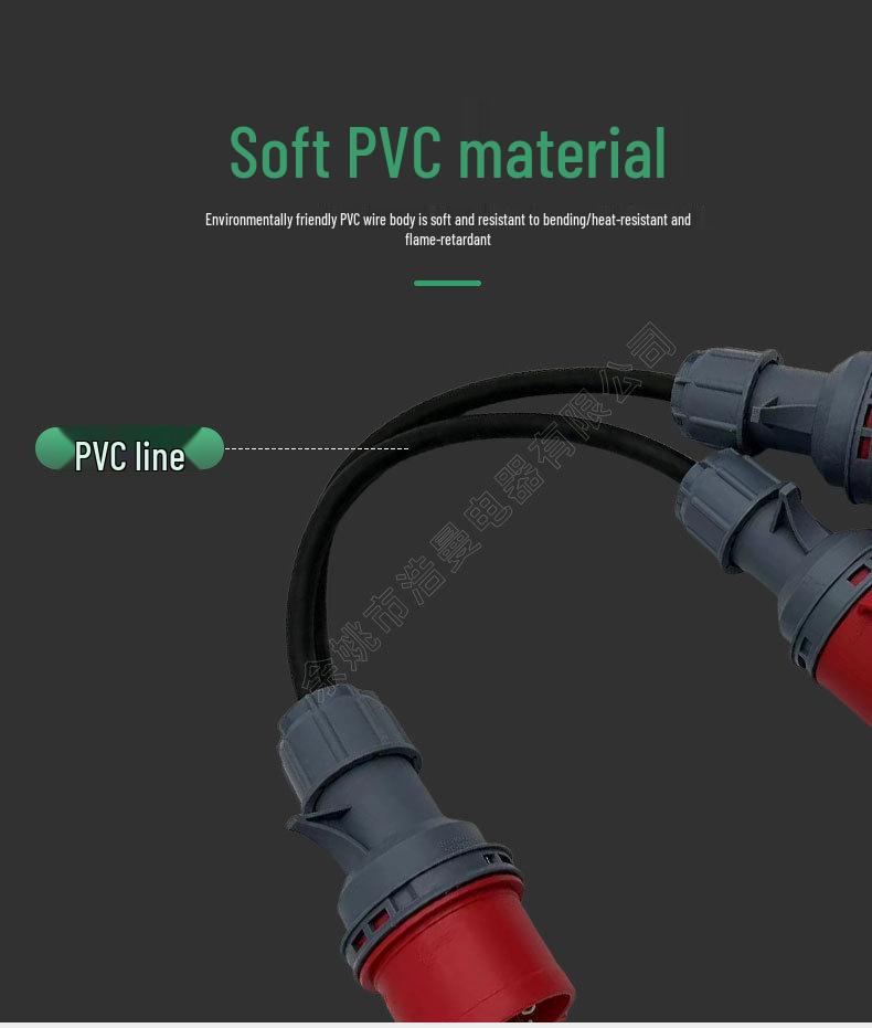 32A 5-контактная промышленная вилка и разъем, степень защиты IP44, красная с кабелем 50 см