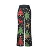Women's Fashion Casual Comfortable Pajama Pants Christmas Print Drawstring Wide Leg Pants