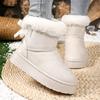 Fashion Bowknot Decor Thick Plush Snow Boots for Women Winter Warm Faux Fur Platform Ankle Boots Woman Thick Sole Non Slip Cotton Shoes