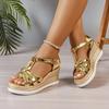 Модные женские сандалии 2025 года: открытый носок, танкетка, неглубокий каблук, летние сандалии, повседневная удобная обувь больших размеров для женщин.