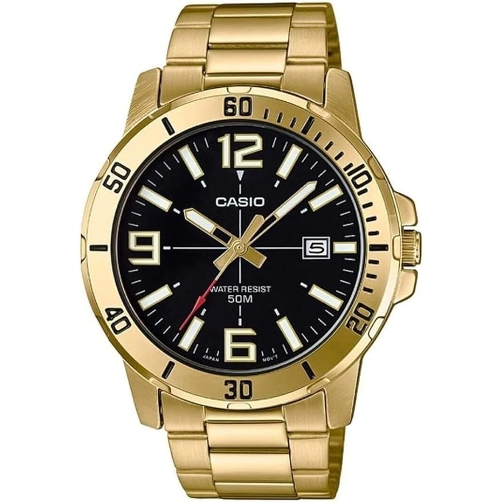 Casio Cheap Casio Analog Watch MTP-VD01G-1B Black Stainless Steel Band Water Resistant