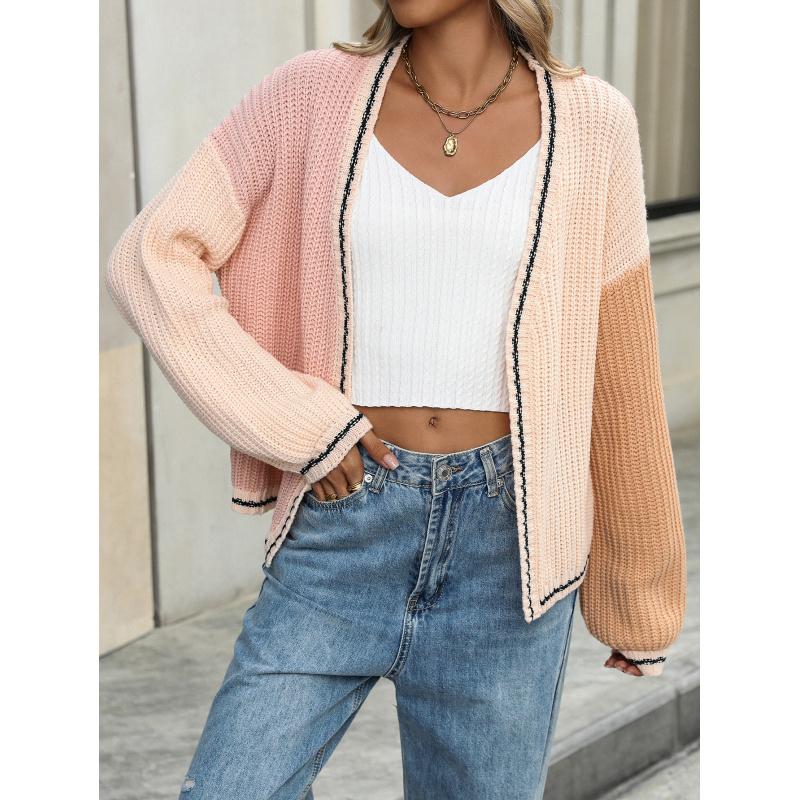 Autumn And Winter Temperament Commuter Loose Splicing Women's Knitted Cardigan Jacket Sweater