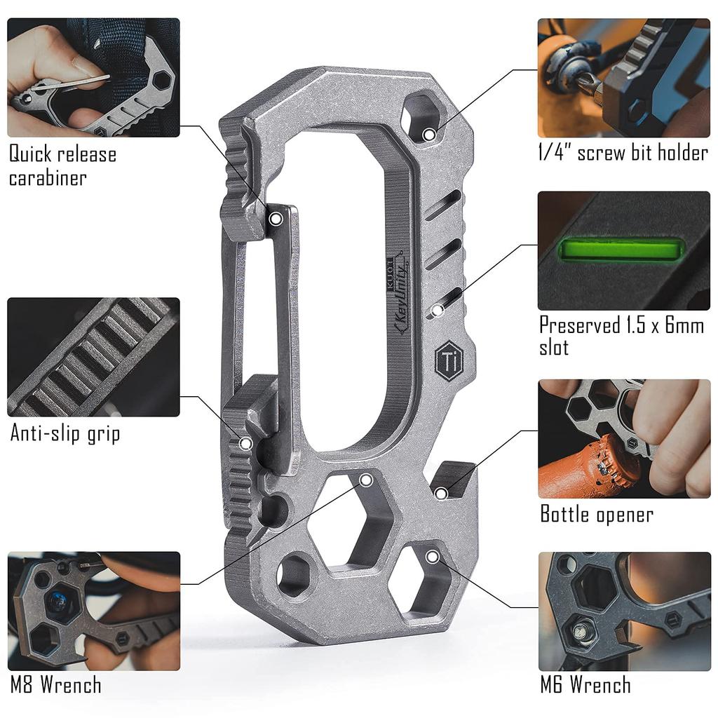 Large Full Glossy Stylish [KeyUnity] Carabiner, Men's, Titanium, Multifunctional, Finish, (KU01)