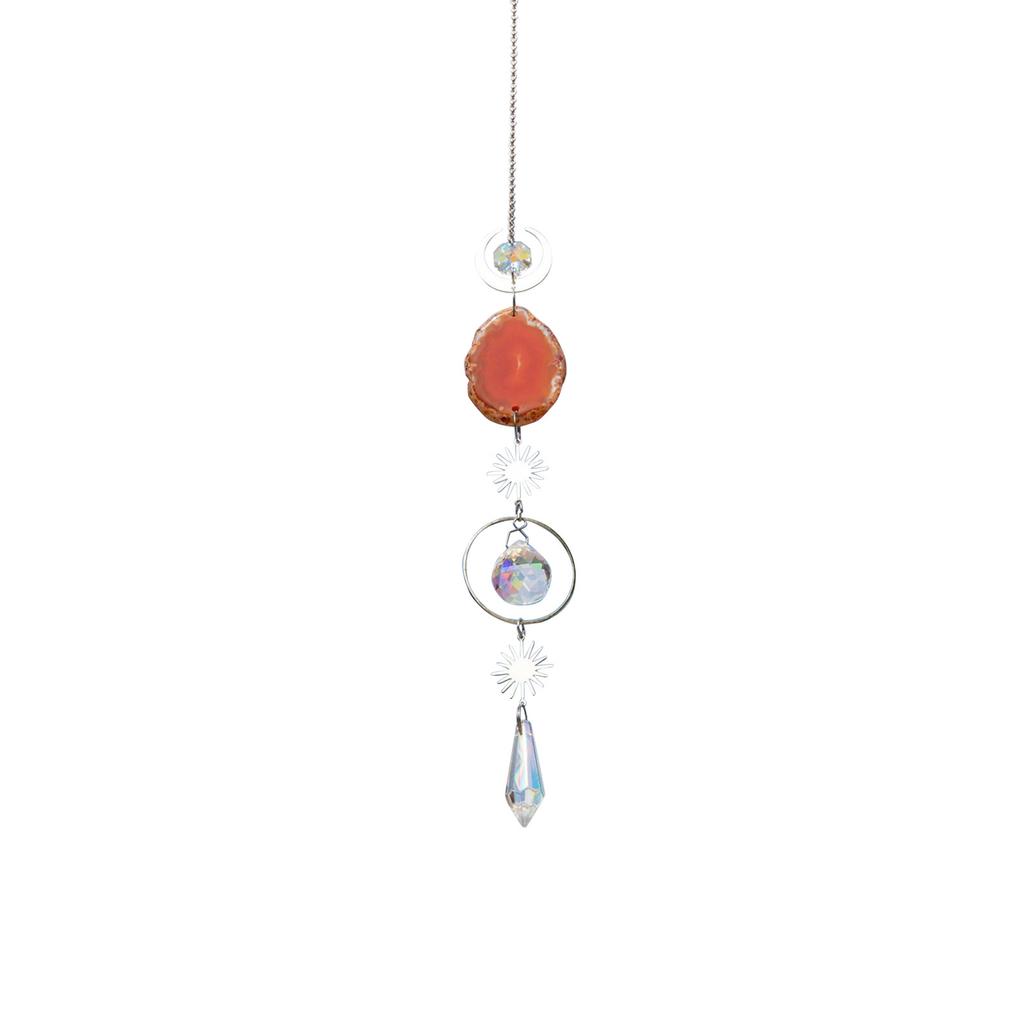 Crystal Sun Catchers - Window Hanging Sun Catchers With Crystals And Agate Slices, Wind Chimes Ornaments Decor For Home Car Window Party Decorations