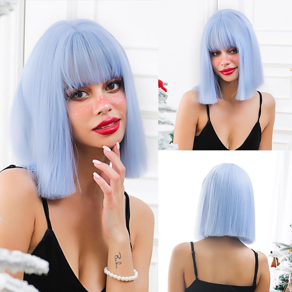ALAN EATON Синий парик Боба, короткие парики для косплея в стиле Лолиты для женщин, бесплатная доставка, синтетический парик, волосы высокого качества