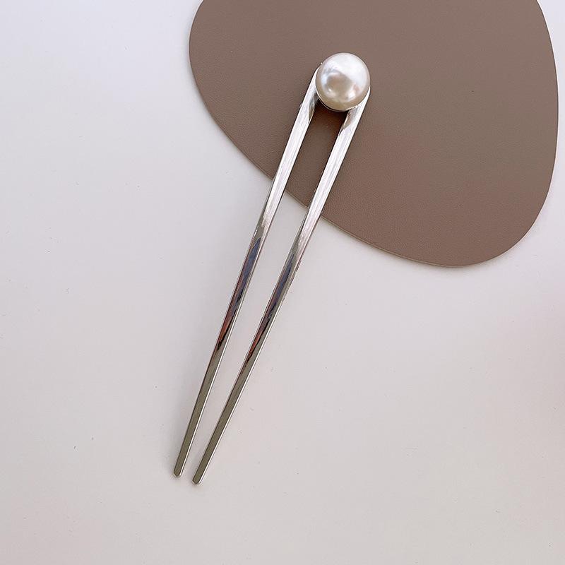 Женская заколка для волос в форме буквы U с жемчужным акцентом, сплав, невидимка для пучка, инструмент для прически, элегантный минималистичный зажим для волос, аксессуар для подарка