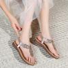 Women's Summer New Rhinestone Thong Sandals Large Size Thick Sole Casual Sandals
