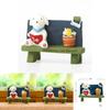 Cute Cartoon Dog Flower Bench Reading Scene Model For Desk Decor And Photography Props