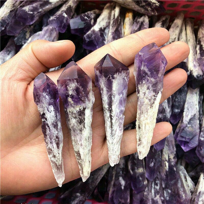 Quartz Amethyst Natural Crystal Wand Point Specimen Healing Home Decor Gift