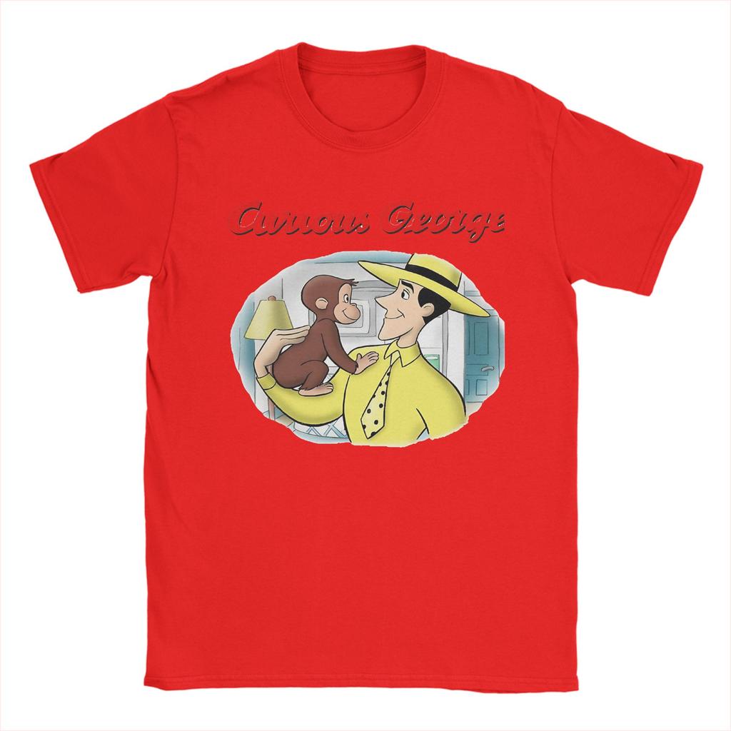 Винтажная футболка Curious George Мужская хлопковая с коротким рукавом Милая мультяшная с круглым вырезом Летний топ Футболка