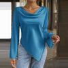 ZANZEA Women Vintage Satin Lapel Long Sleeve Irregular Hem Blouses