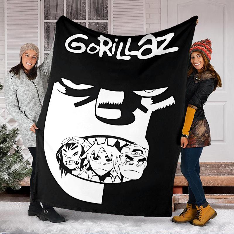 G-Gorillaz band printed blanket—lightweight,soft,warm;versatile blanket all seasons—perfect as &air-conditioning throw,nap blanket