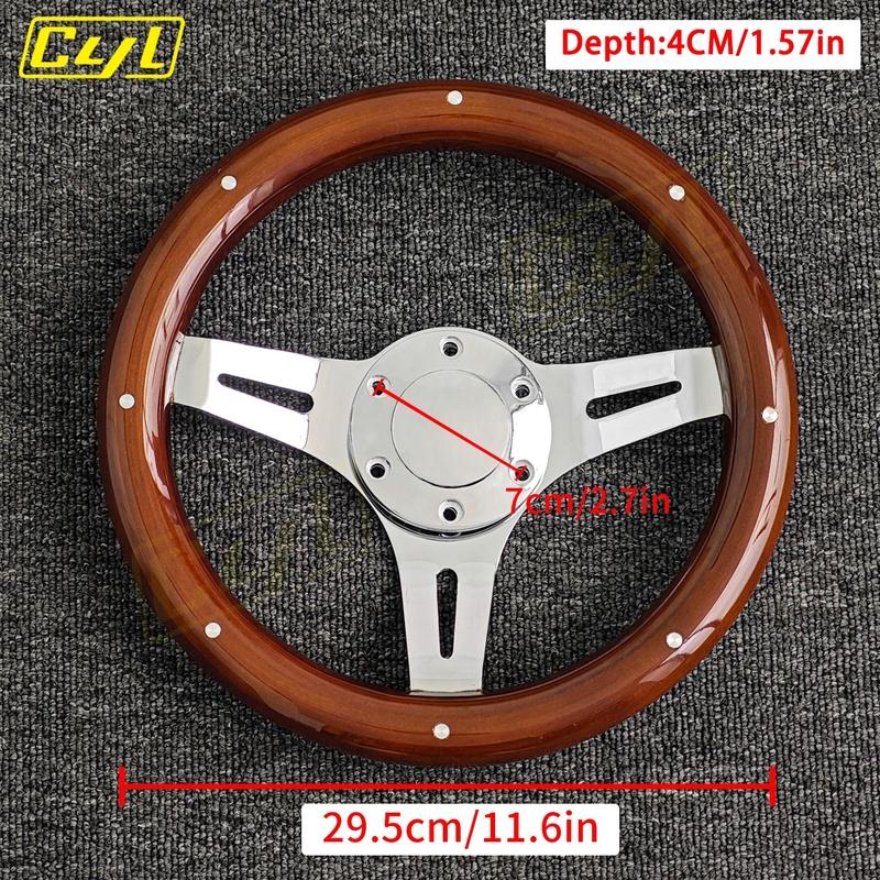 12inch 295mm Mini Wooden Steering Wheel Universal Modification Classic Sports Steering Wheel with Rivets