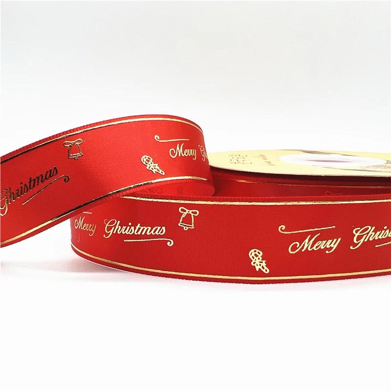 25 мм Рождественская Лента Печатная Рождественская Лента из Полиэстера для Ручного Дизайна Рождественского Украшения Сделай Сам Подарочная Упаковка