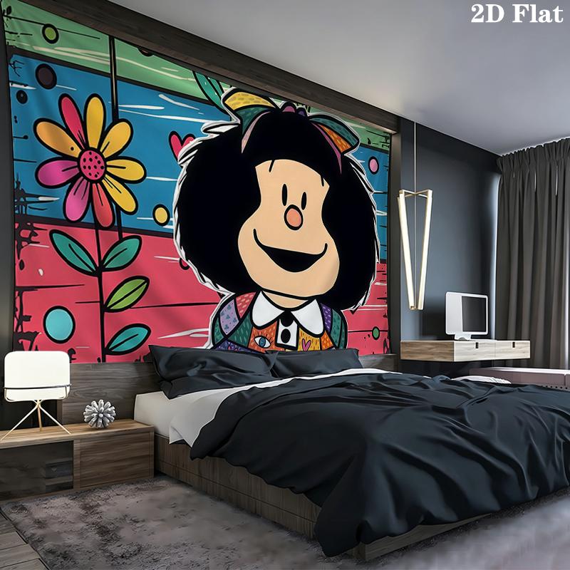 Mafalda Wall tapestry, aesthetic printed fabric blanket, suitable for bedroom, living room, and home decor.