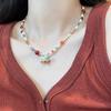 Beads String Colorful Stone Choker Necklace Ethnic Style Pearl Clavicle Chain Bridal