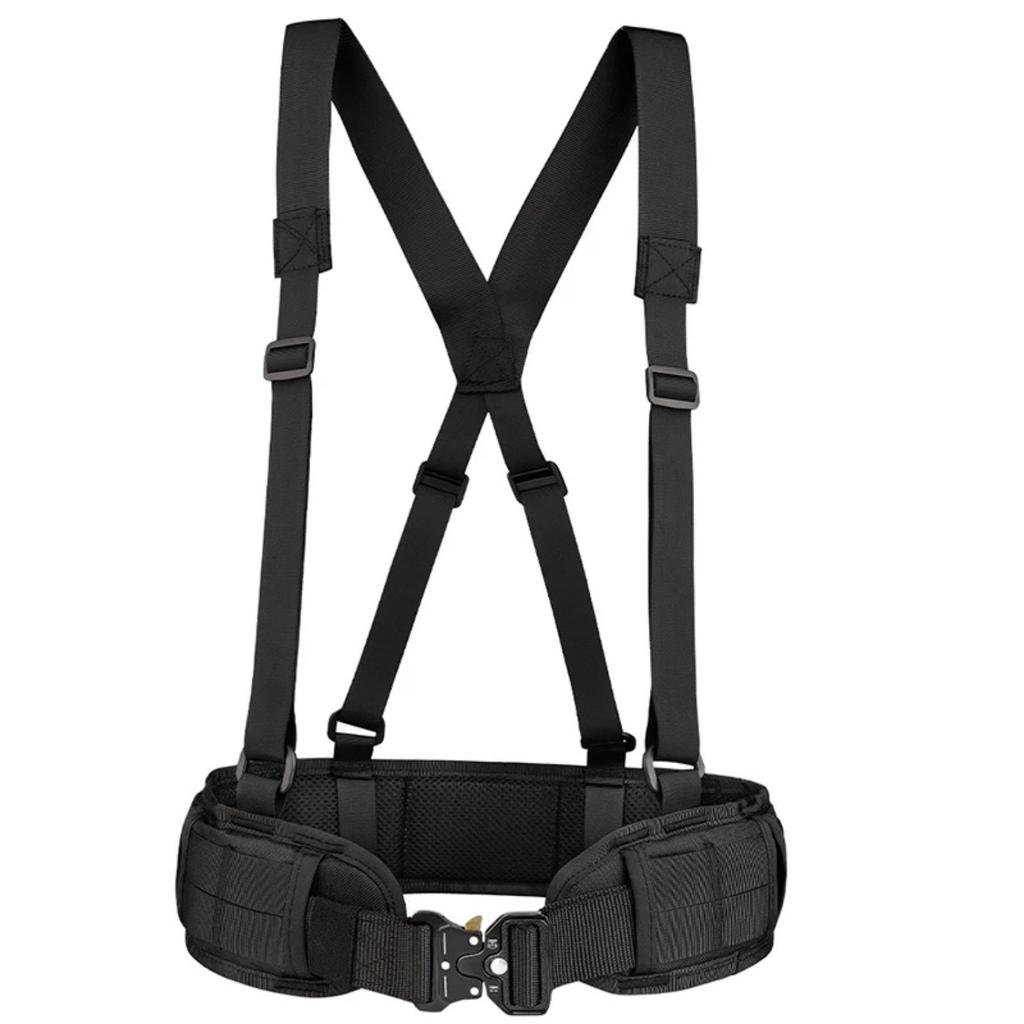 Tactical Battle Combat Air-soft Padded Equipment Molle Waist Belt with Adjustable Suspenders Free Straps