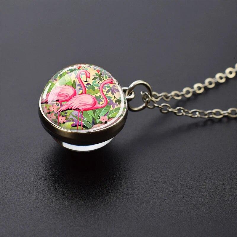 Попугай Феникс Павлин Ворон Ласточка Воробей Сова Двусторонний Стеклянный Шар Подвеска Ожерелье Мужчины Женщины Ювелирные Изделия Подарок