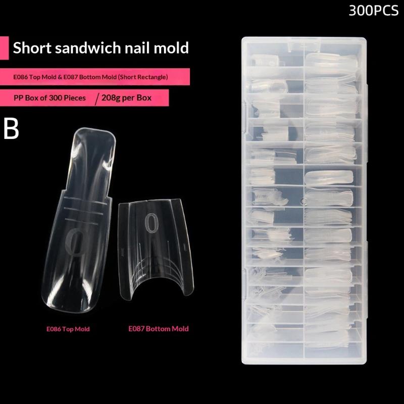 60/240/300 шт./упаковка АБС-сэндвич двойные формы для ногтей 15 размеров Овальные двойные формы для наращивания Бумажные формы не требуются для легкого наращивания ногтей