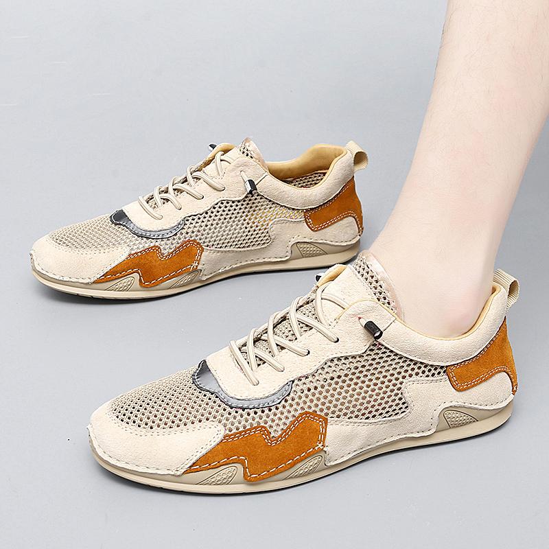 Брендовая обувь, мужская повседневная обувь, обувь для гольфа, дышащая сетка с круглым носком, обувь ручной работы, белые спортивные туфли для мужчин со скидкой
