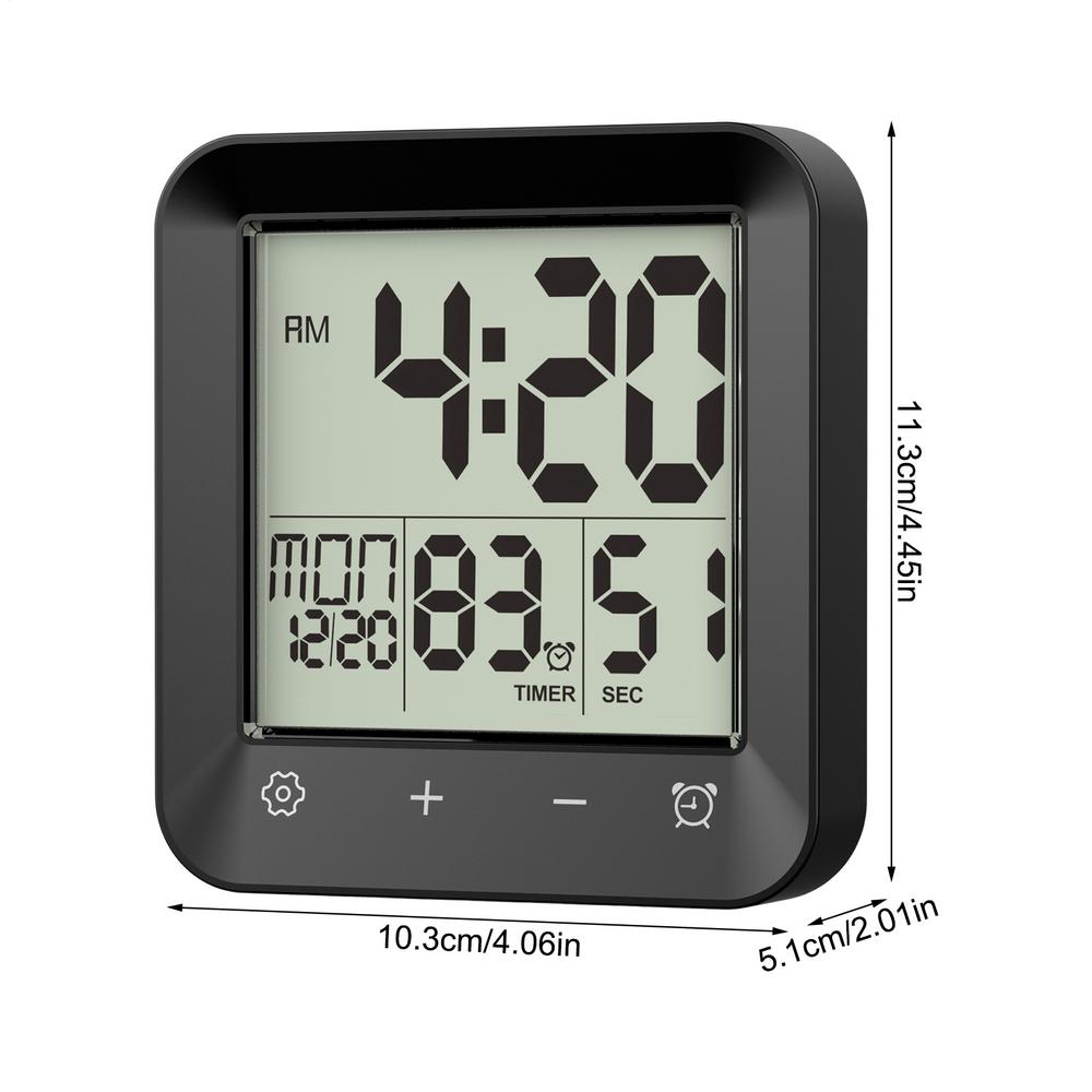 Bathroom Waterproof Shower Timer 12/24-hour Time Clock Date Week Digital Temperature Display LCD Display Screen Wall Clock Timer