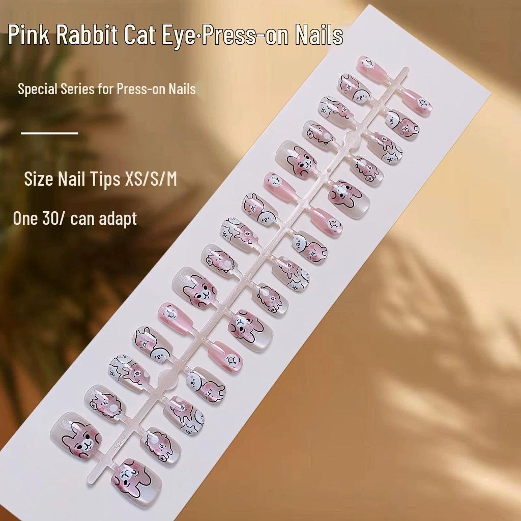 Spring Collection Cat Eye High-End Wearable Fake Nails - Pre-Made Temperament Nail Pieces 054-327