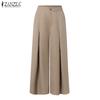 ZANZEA Женские модные эластичные талии плиссированные прямые брюки