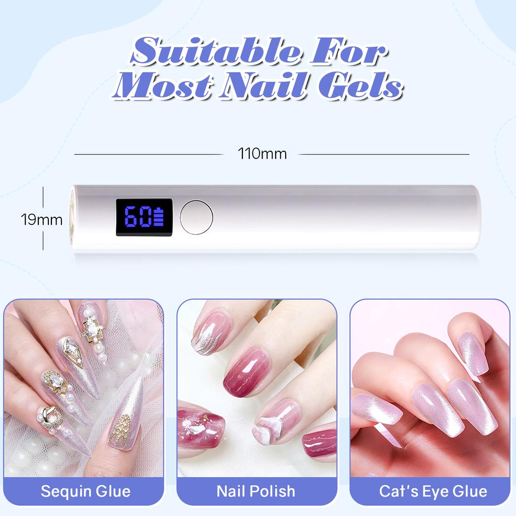 Mini UV Nail Lamp Dryer Machine Portable USB Rechargeable LED Nail Quick Drying Light Handheld Manicure Lamp For Gel Varnish