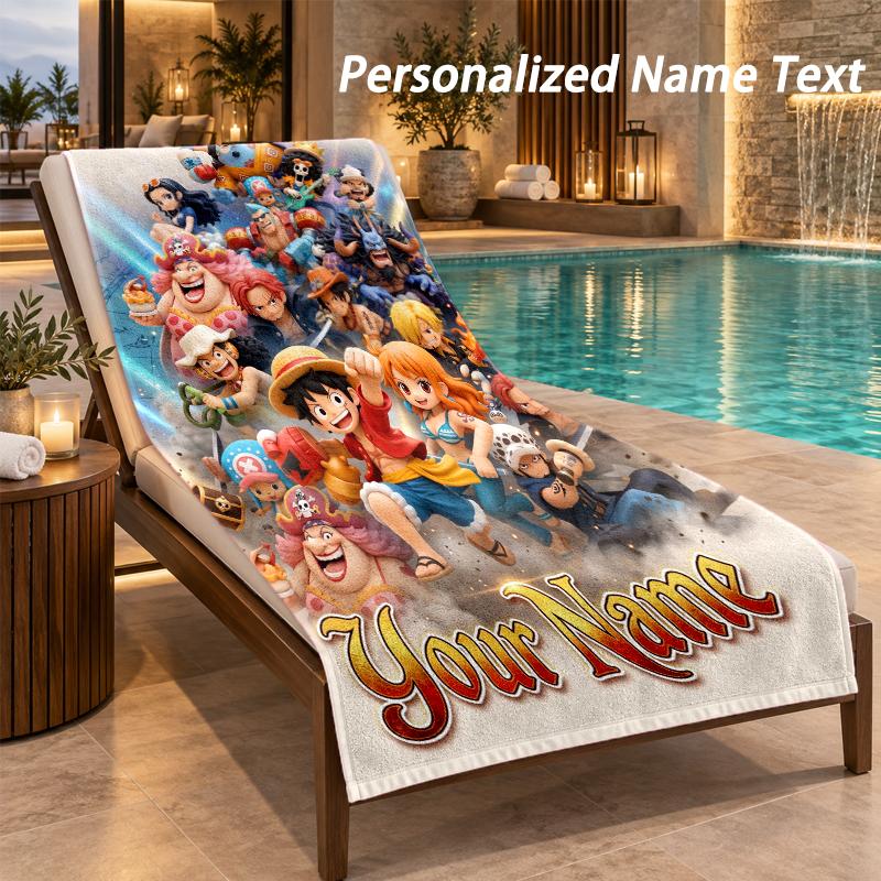 One Piece Custom Name Beach Towel Large Soft Towel for Indoor Bathroom Outdoor Beach