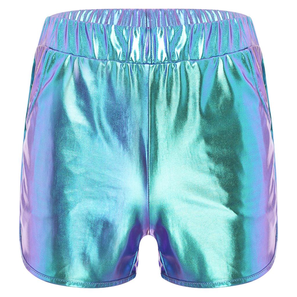 Мужские облегающие шорты с металлическим отливом и боковыми карманами для занятий йогой и мероприятий в ночном клубе