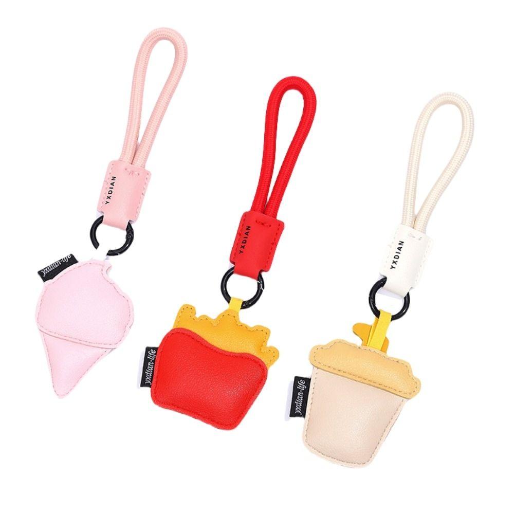 Funny Coffee Cup Shape Keychain Cartoon Car Key Ring Simulation Food Ice Cream Pendant Girl