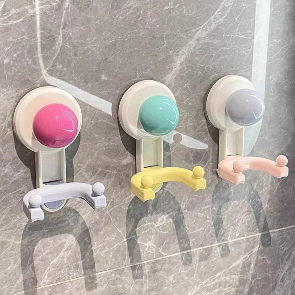 2Pcs Removable Vacuum Double Hooks Traceless Shower Hooks Creative Suction Cup Hooks  Bathroom