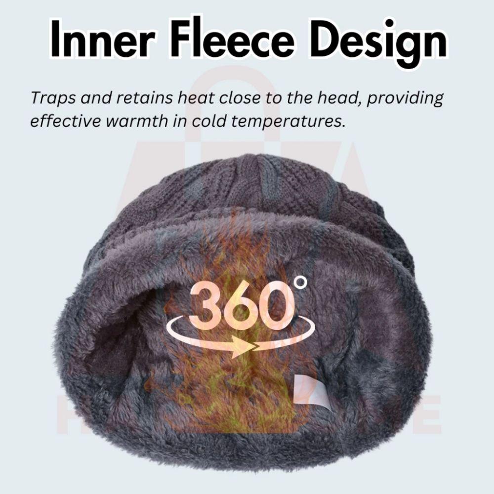 3pcs Solid Color Thermal Knit Cap Warm Winter Beanie Hat Soft Hat Scarf Gloves Set  Winter
