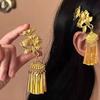 Юй Шусинь Заколка для волос с кисточкой Золотой Цветок Женская Новый Китайский Стиль Фото Атмосфера Боковая Заколка Головной Убор