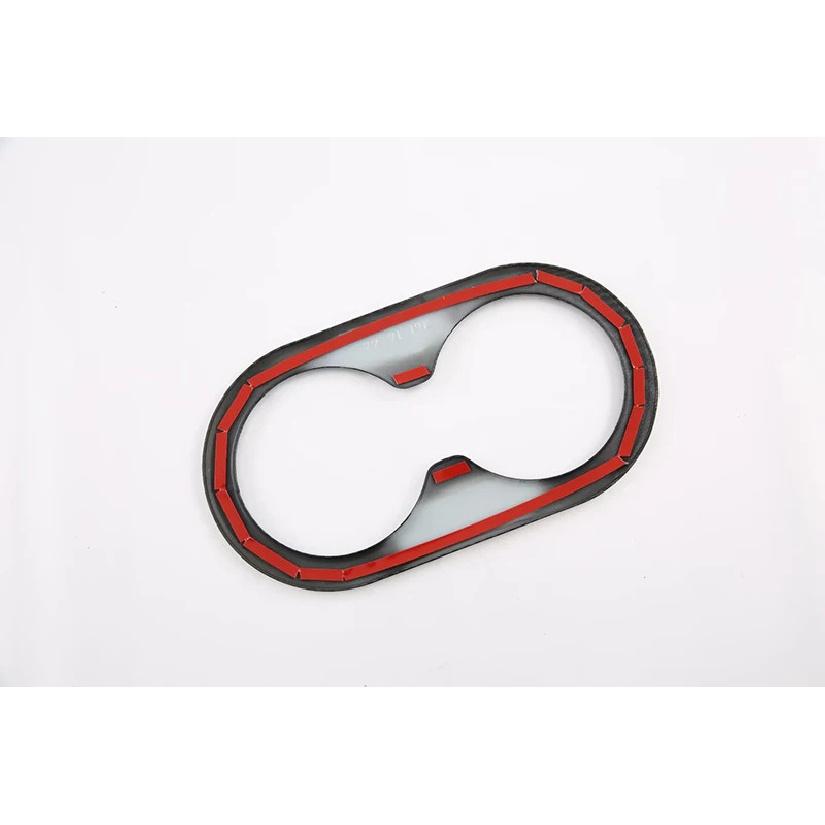For Ford Raptor F150 P702 Carbon Fiber Style Rear Seat Drink Cup Holder Chrome Trim Cover Bezel Surround Frame