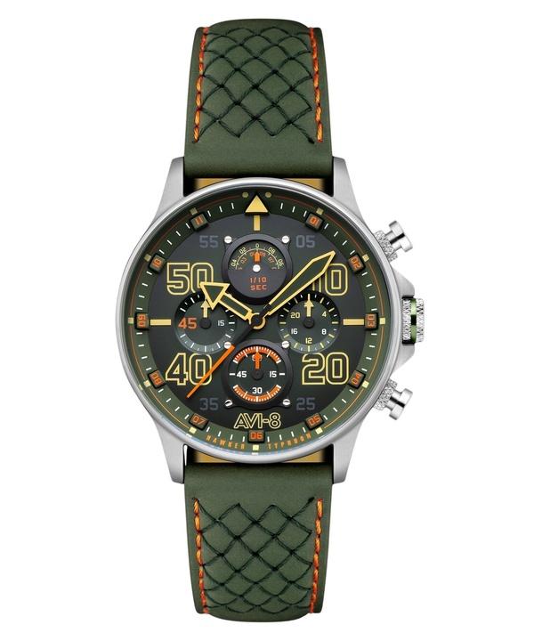 AVI-8 Hawker Typhoon Coningham Chronograph Harding Leather Strap Green Dial Quartz AV-4093-0D Мужские часы