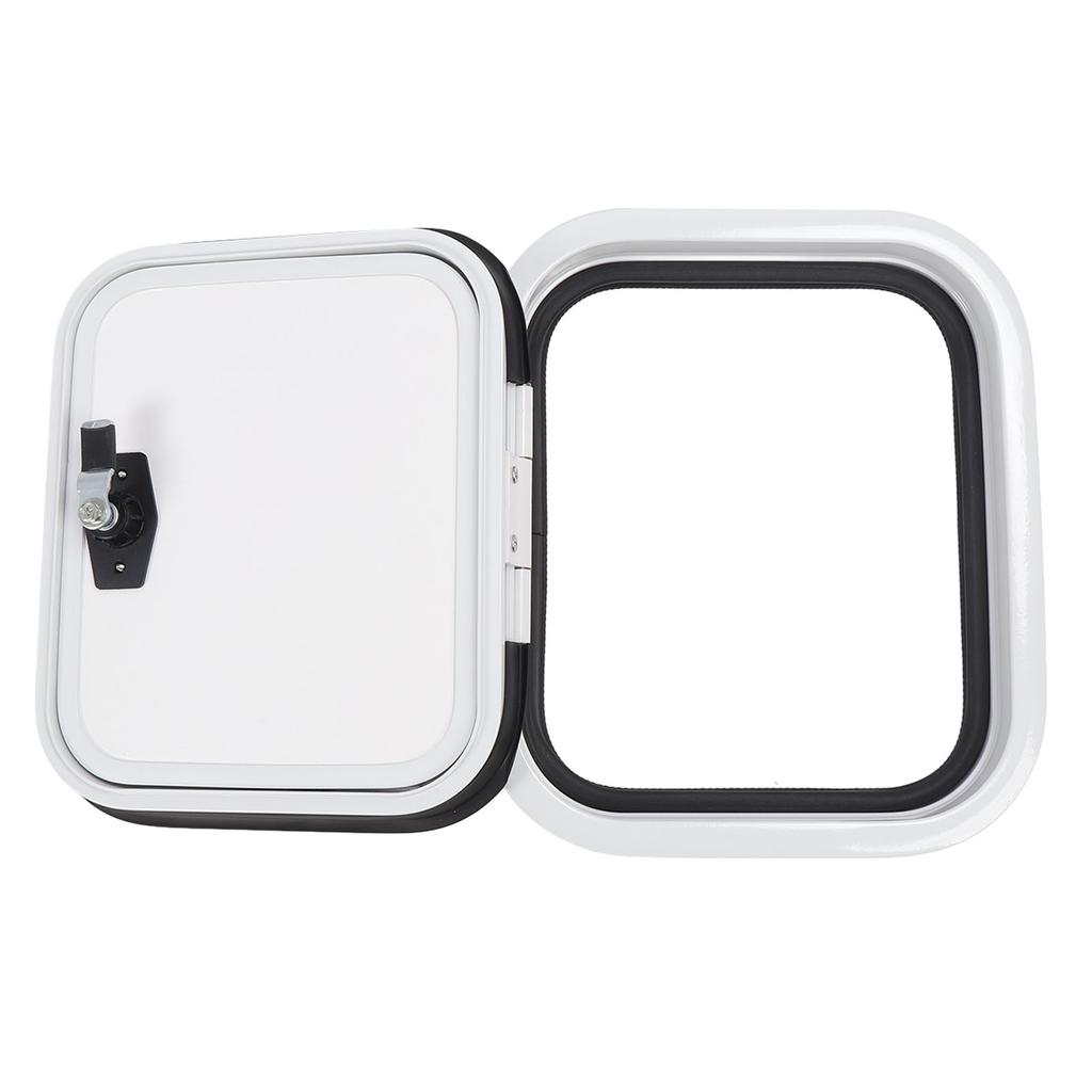 RV Storage Hatch Door with Lock 13.66x11.61 Inch Surface Mount Aluminum Alloy Square RV Baggage Door for Motor Home