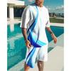 Hawaiian Men's Tracksuit Beach Scenery O-Neck Short Sleeves Shorts 2 Piece Sport Outfit Fashion T-Shirt Men Clothing Casual Suit