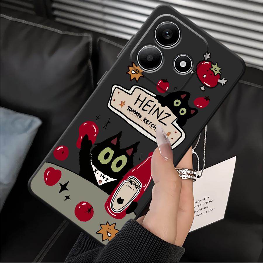 Чехол-соусник с котиком для Xiaomi Redmi Note 14 11S 14C 13 Pro Plus 9 8 7 12S A4 A5 12C 13C K40 K80 A1 A2 A3 12 11 Pro 10