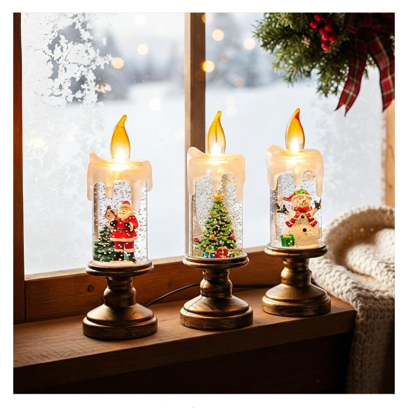Christmas tree night light candle Christmas decoration snow cartoon crystal ball light creative ornament