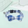 British Plaid Cat Collar Bow Tie Breakaway Fabric Pet Necklet with Copper Bells Classic Design Neck Collar for Boy Girl Cats Puppy Dog