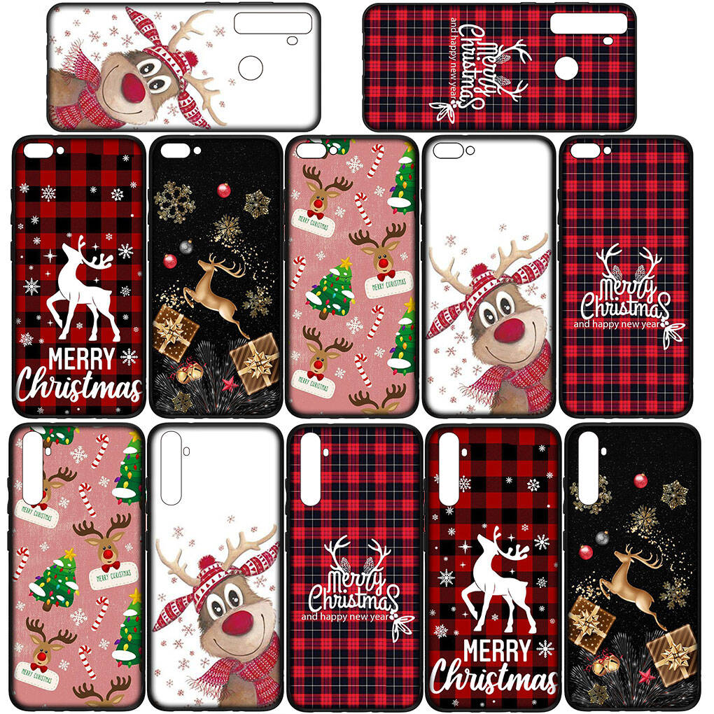 Чехол для iPhone 17 16 15 Xiaomi Poco Redmi Note 14 13 12 11 Pro Max 9 16e Samsung Galaxy S25 S24 S23 OPPO Huawei С Рождеством Олень Чехол для телефона