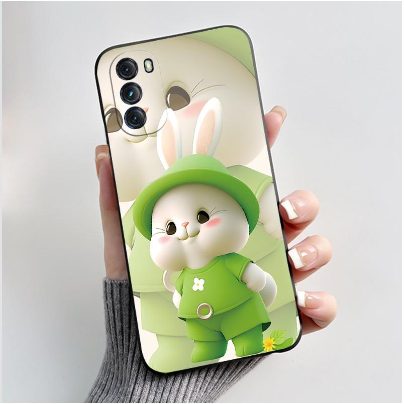 For Motorola Moto G 2022 Case XT2213 Soft Cover Cute Love Rabbit Funny Cartoon Black Silicone Phone Case For Moto G 2022 Casing