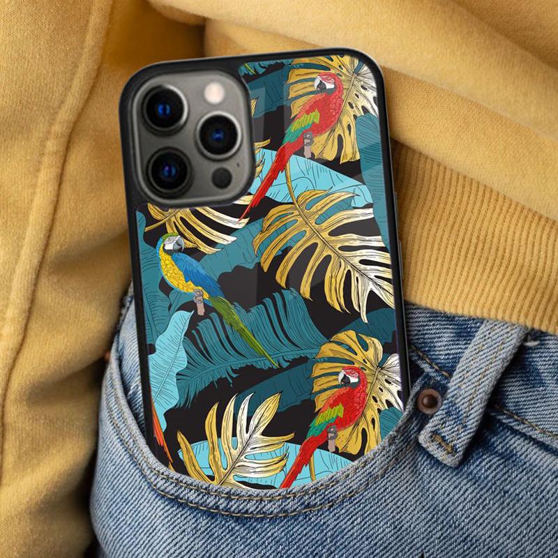 Retro Banana Leaf Plant Soft Phone Case for iPhone 17 Air 16e Pro max 15 Pro 13 14 Plus 11 12 MagSafe Magnetic Coque
