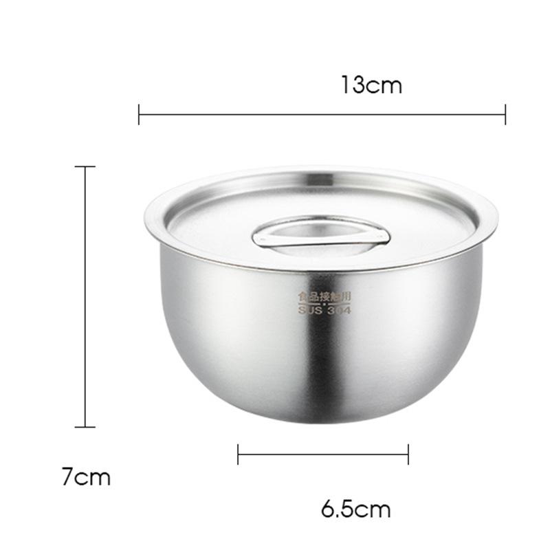 304 Stainless Steel Bowl with Lid Rice Fruit Salad Soup Bowls Food Container Stew Bowls Kitchen Tableware Supplies