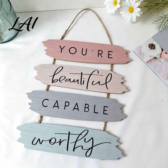 Inspirational Wooden Wall Art Hanging Sign Motivational Quote Wood Plaque Decor Vintage Spliced Decor Positive Saying for Bedroom Study Office Home